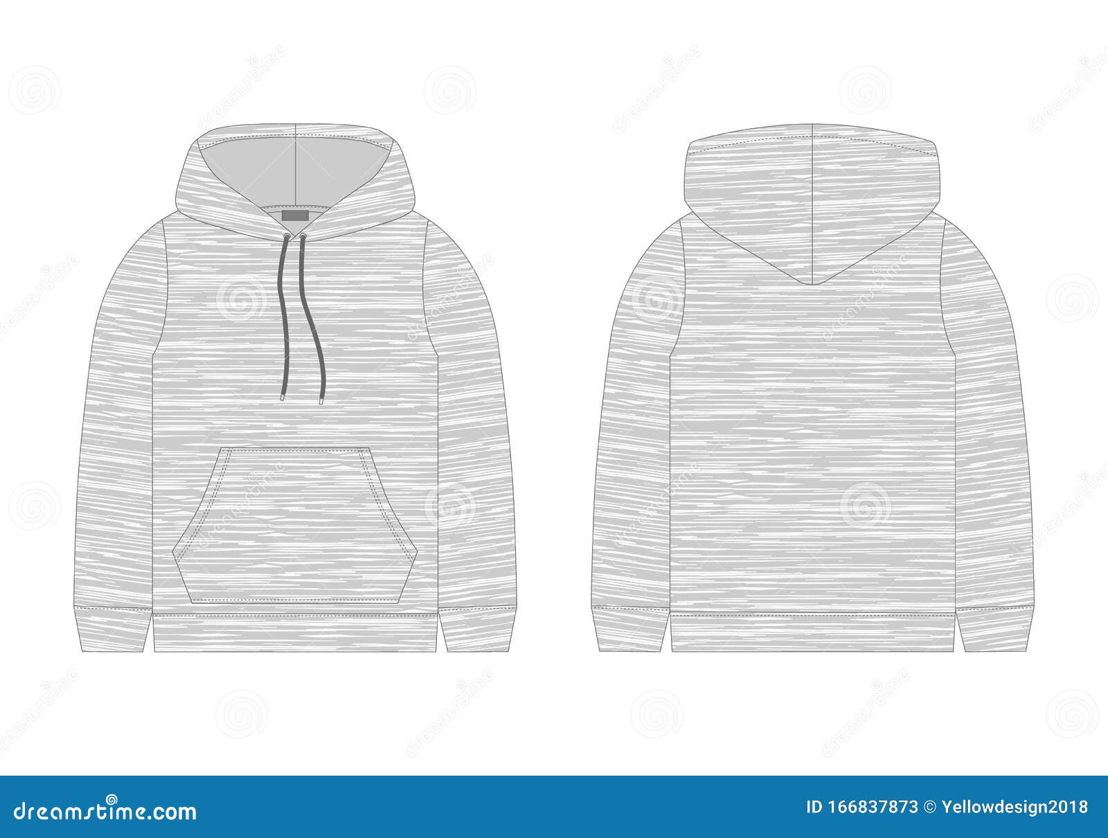 Download Technical Sketch For Men Hoodie In Melange Fabric. Mockup ...