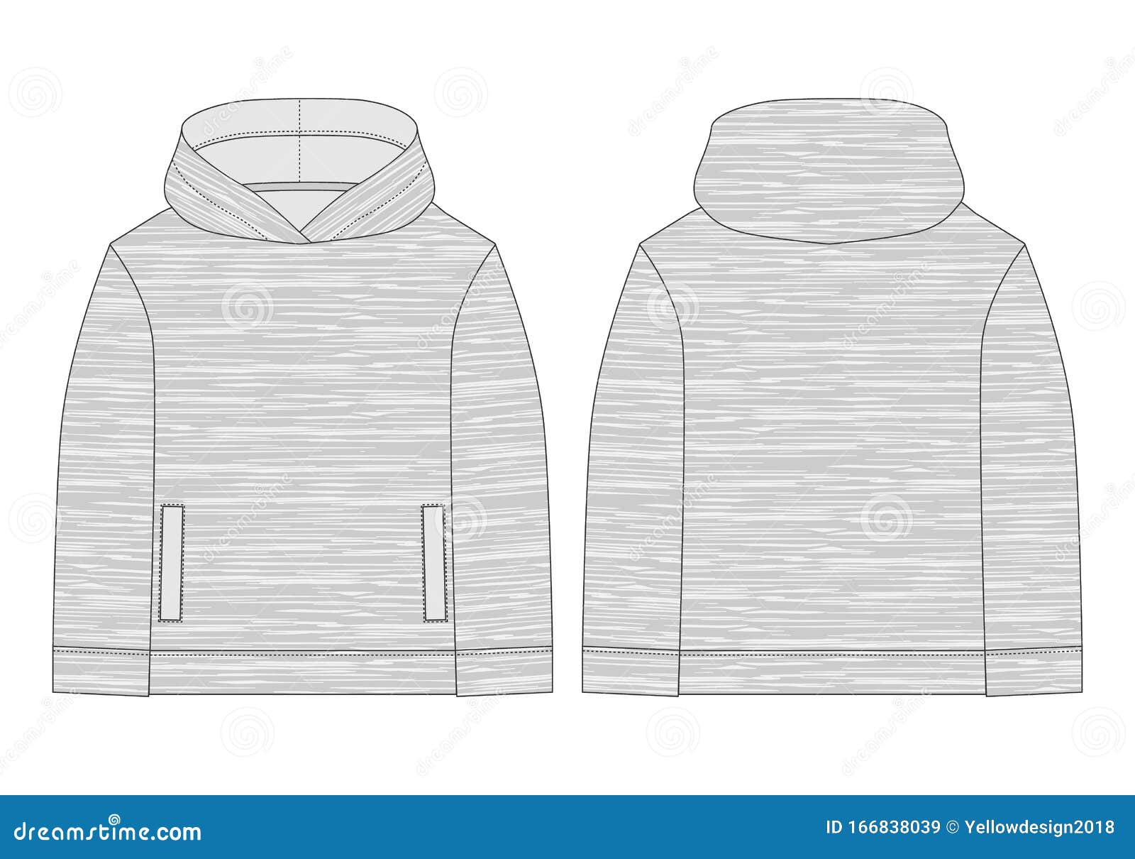 Download Technical Sketch For Men Hoodie In Melange Fabric. Mockup ...