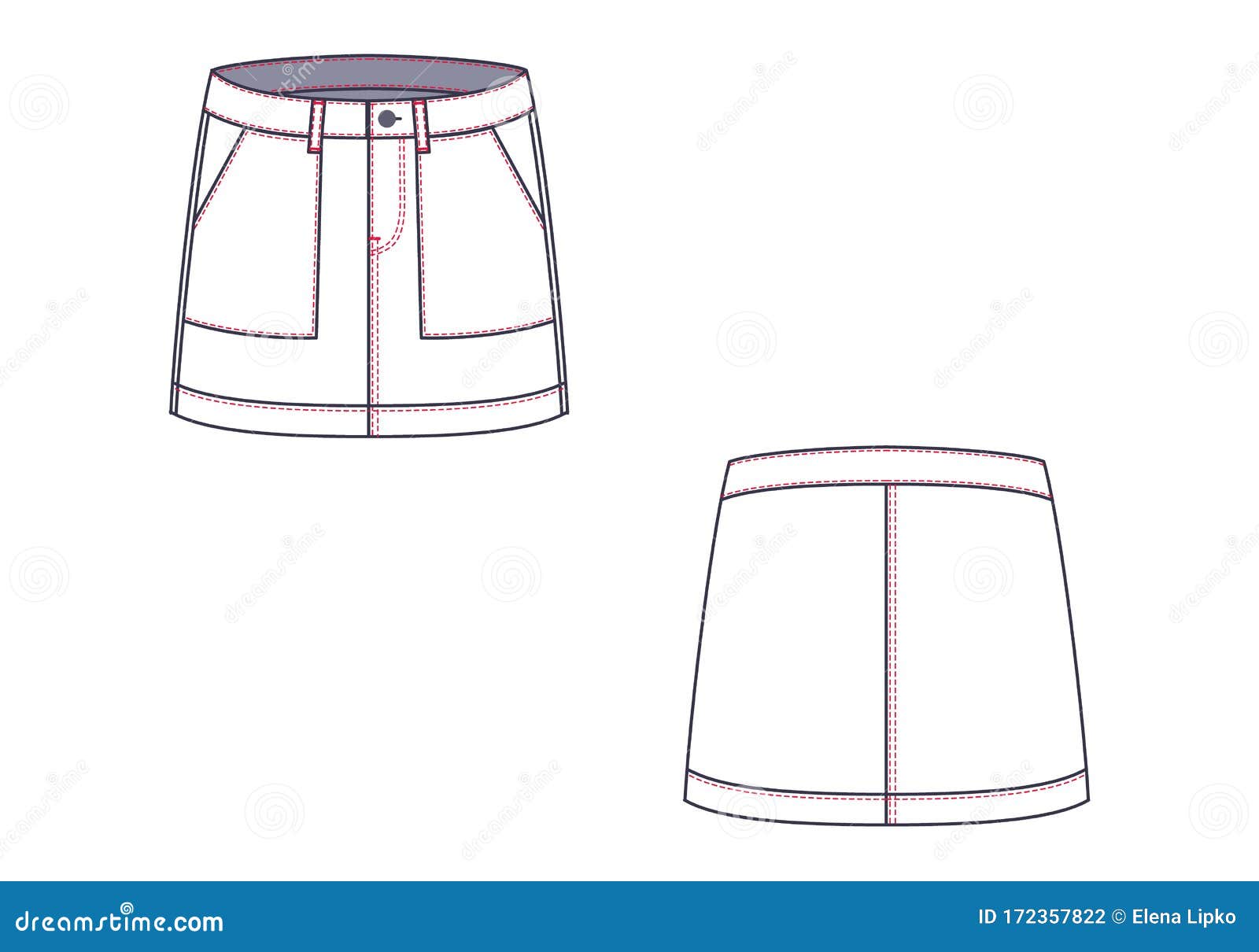 Technical Sketch of Mini Skirt. Casual Clothes Stock Vector ...