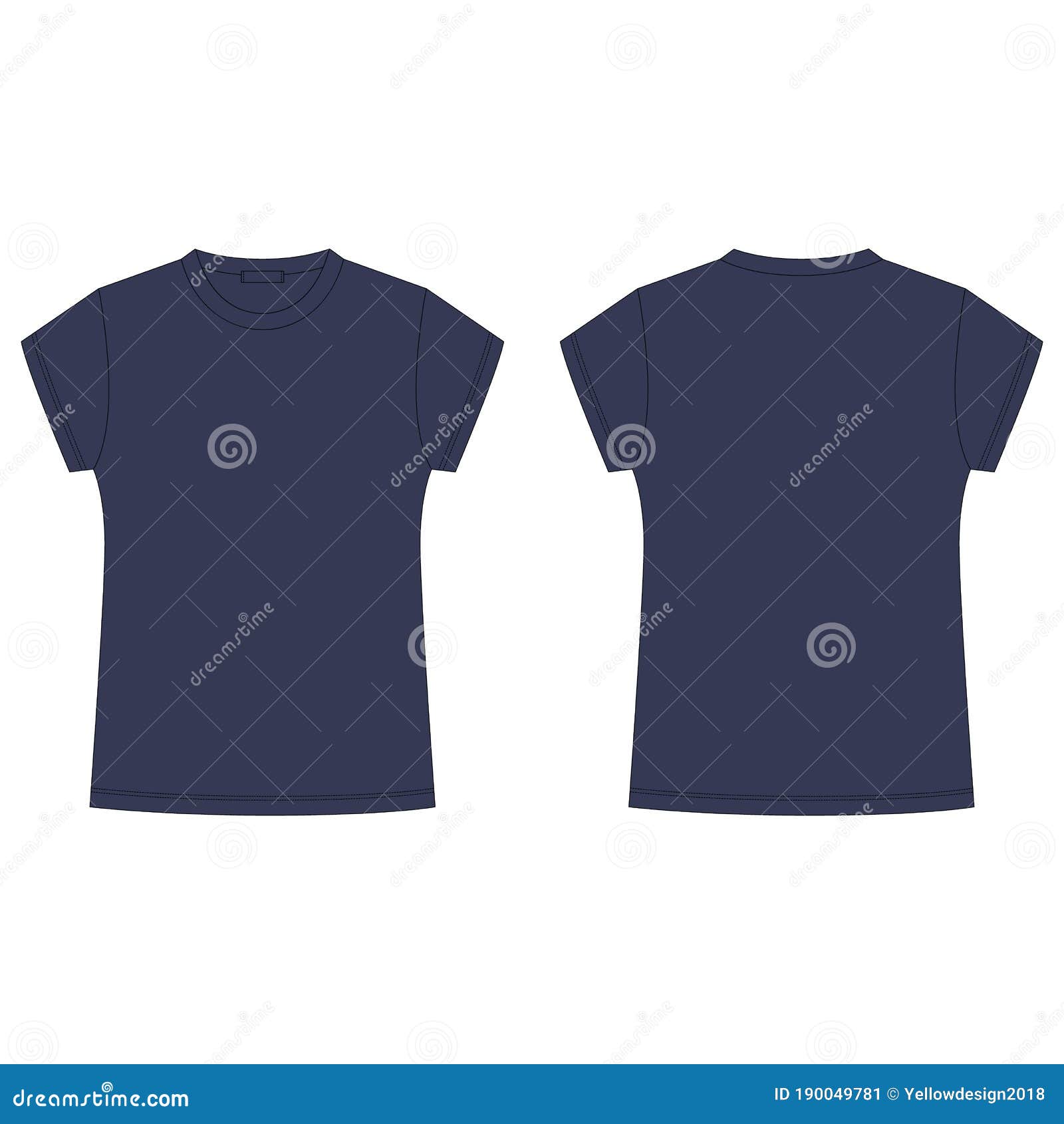 Technical Sketch of Navy Blue Tee Shirt Isolated on White Background ...