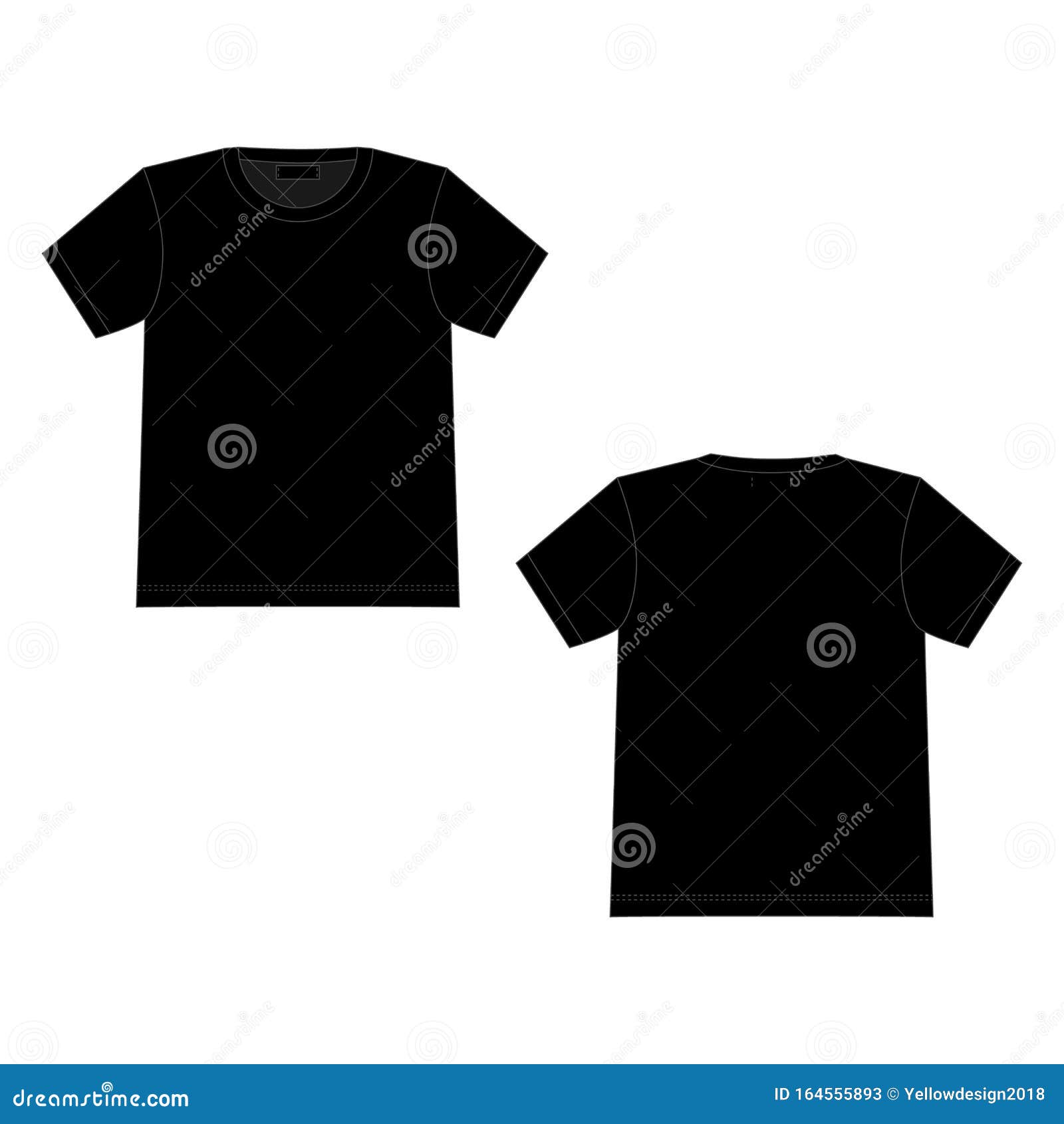 Technical Sketch T Shirt in Black Color. Unisex Underwear Top Design ...