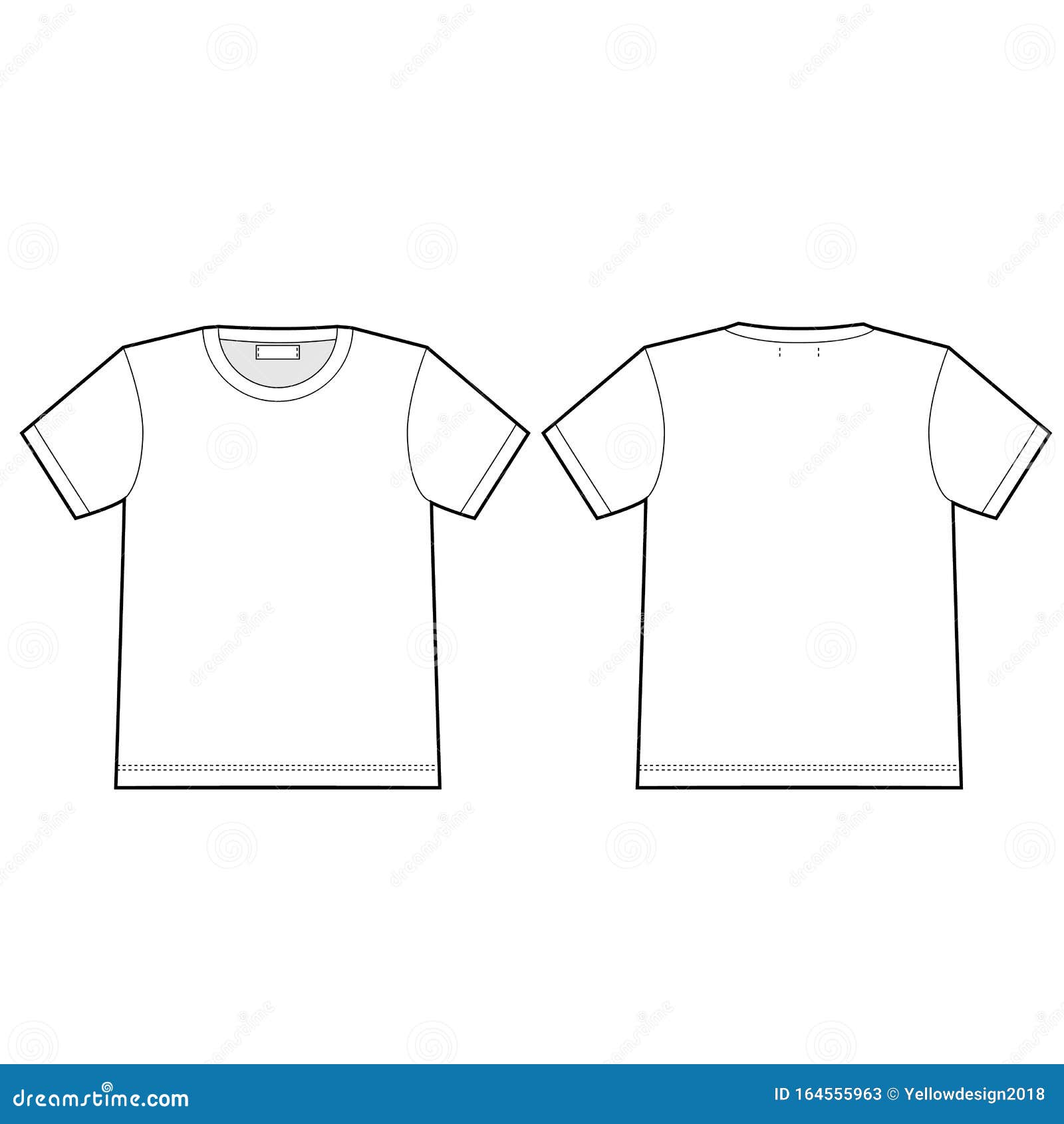 Technical Sketch T Shirt. Unisex Underwear Top Design Template. Stock ...