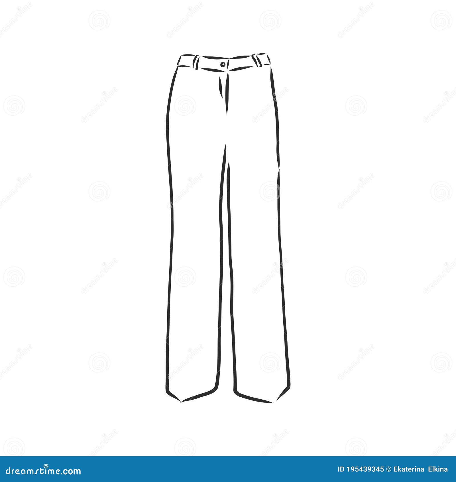 Technical Sketch of Trousers, Classic Trousers, Vector Sketch ...