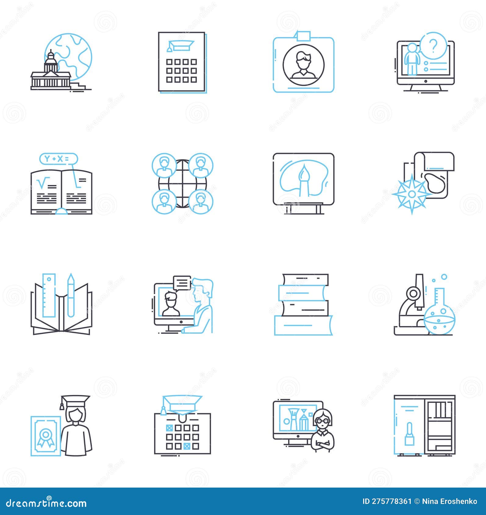 technical skills linear icons set. coding, engineering, programming, development, ing, nerking, troubleshooting