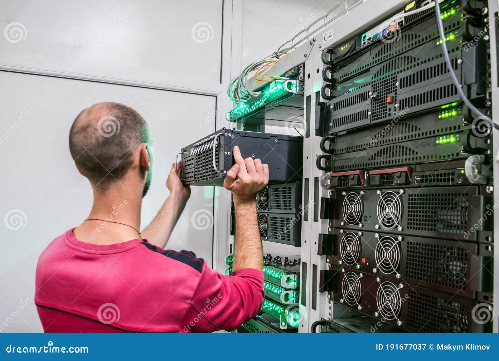 Technical Support Engineer Performs the Installation of a New Server in