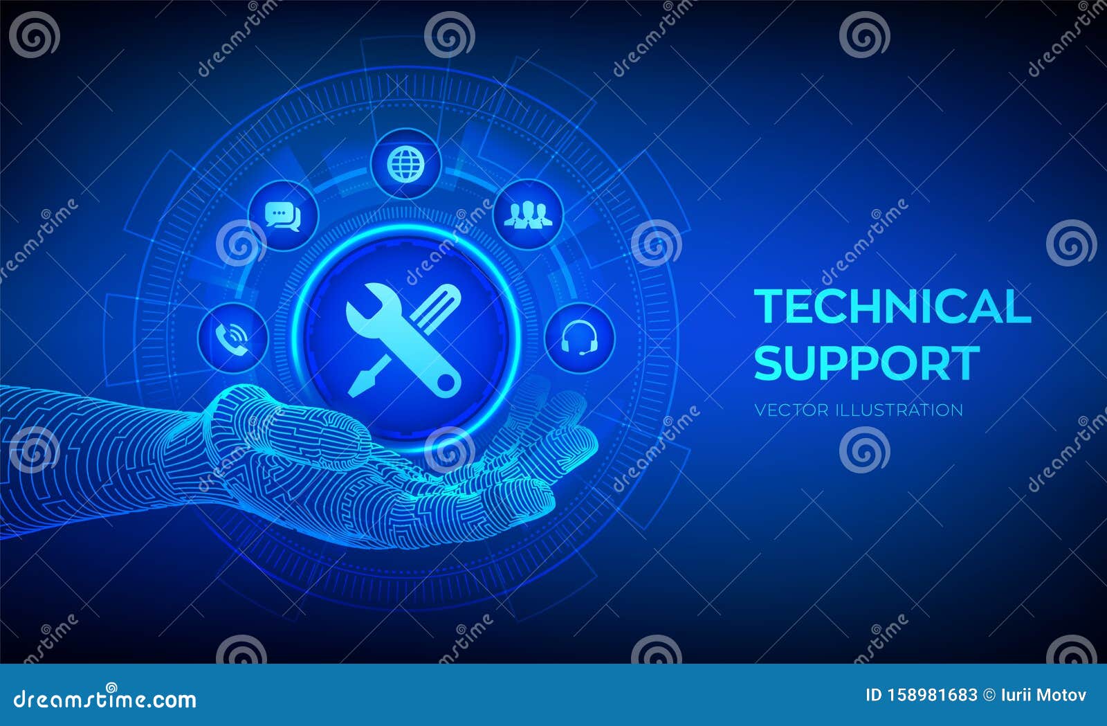 Technical Support in Robotic Hand. Customer Help. Tech Support