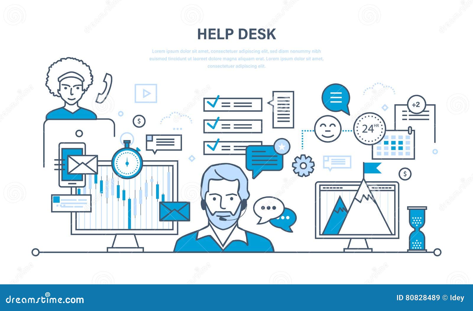 Technical Support System Consulting Clients Stock Vector