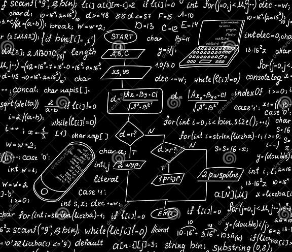 Technical Vector Seamless Pattern with Programming Code, Program Flow ...