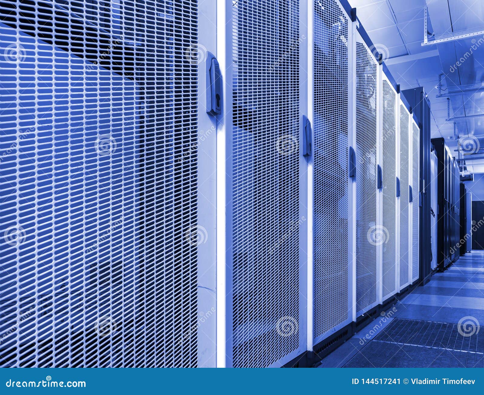technical wall of cellular data terminal. row of telecom backhaul equipment in modern communication center