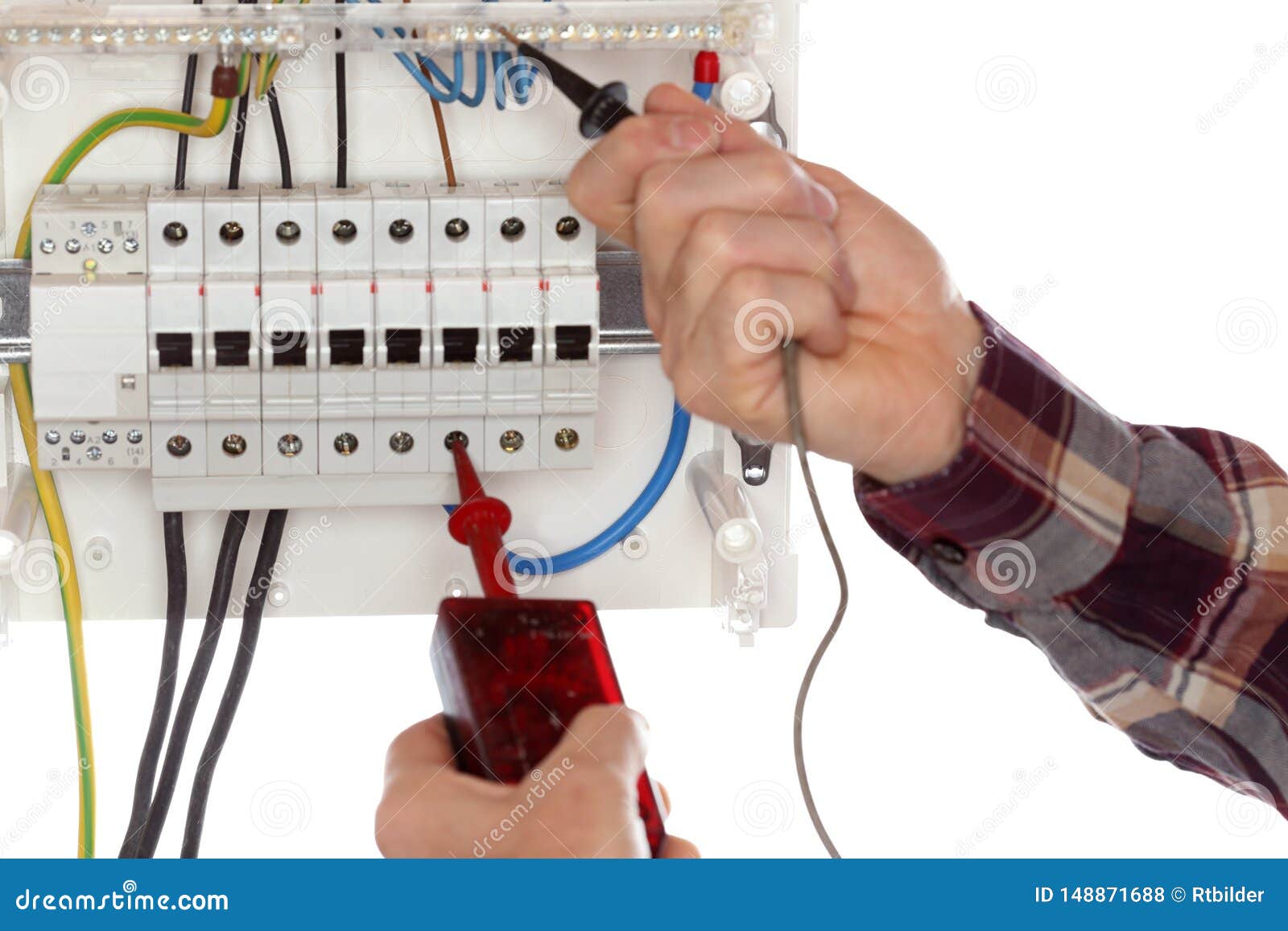Technical Worker is Testing Electrical Devices Stock Photo Image of professional, power 148871688