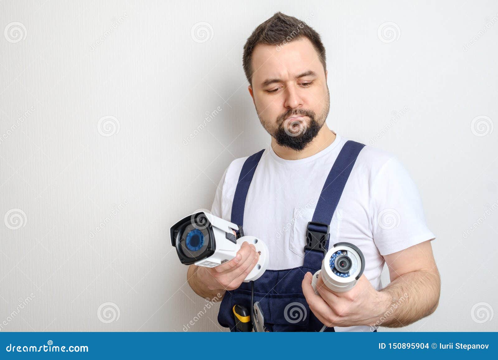 Technician Choosing CCTV Security Camera Stock Photo Image of camera