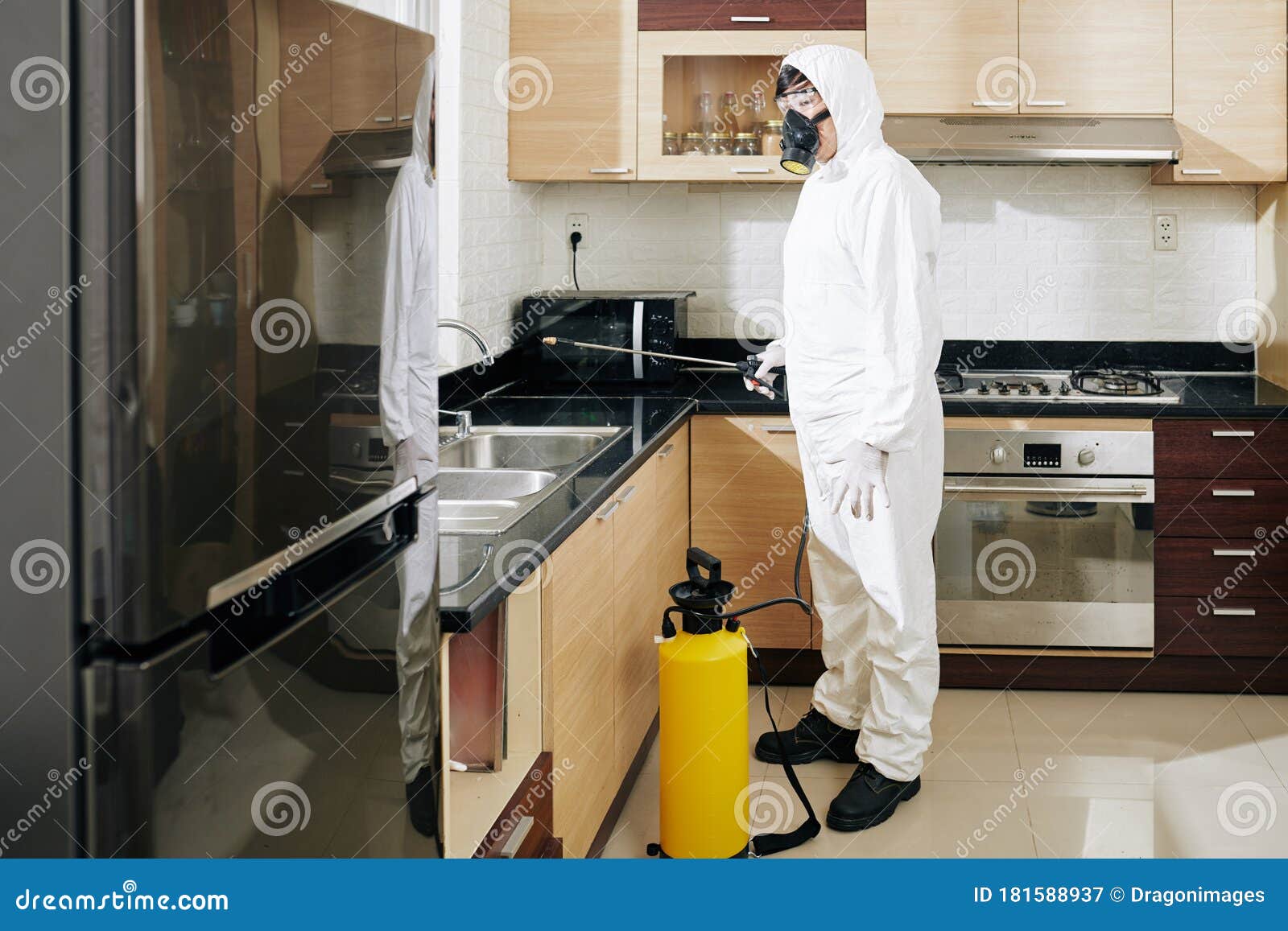 Technician Cleaning Kitchen Stock Image Image of microbe, awareness