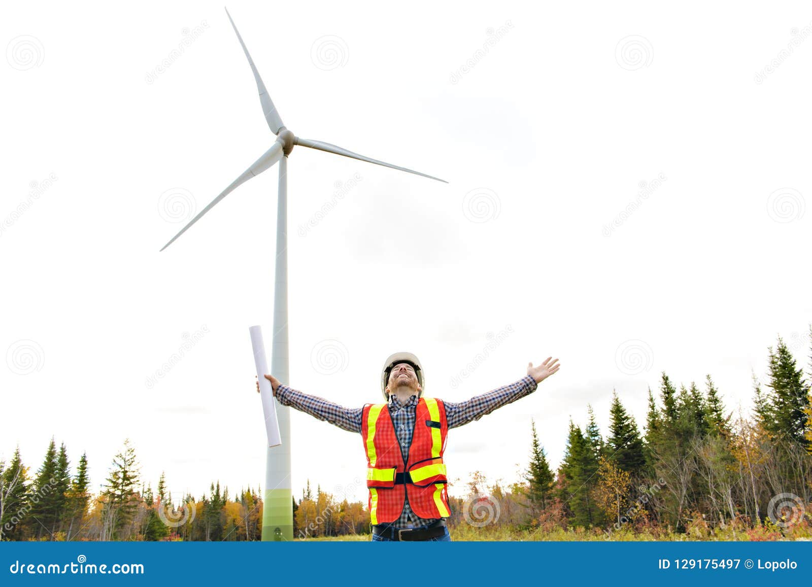 A Technician Engineer In Wind Turbine Power Generator Station Stock
