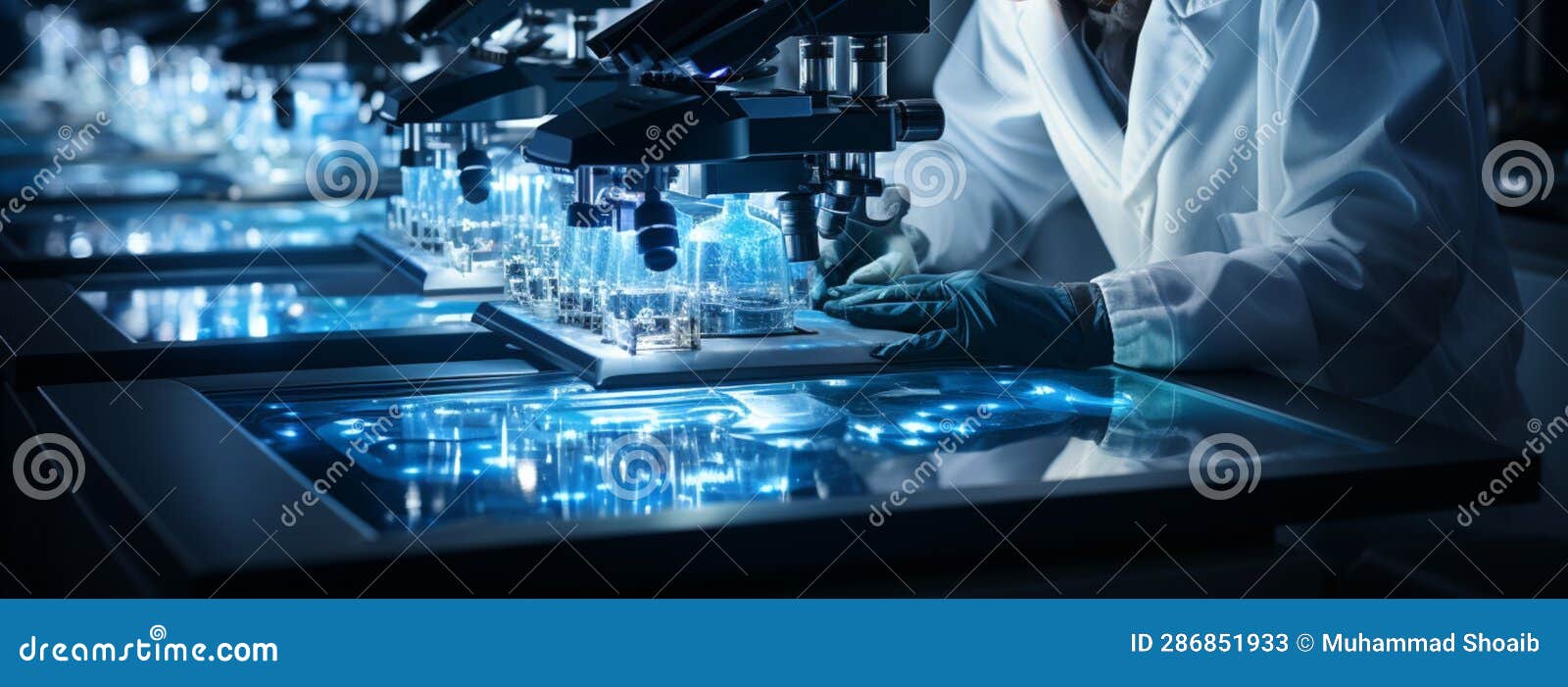 Technician Examines Petri Plates Contents through Microscope