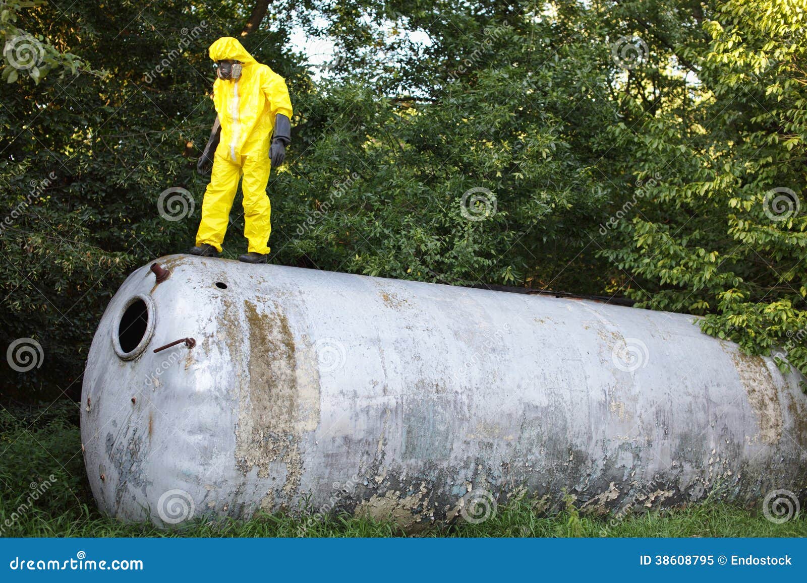 Technician Examining Opened Large Stainless Tank Stock Image Image of