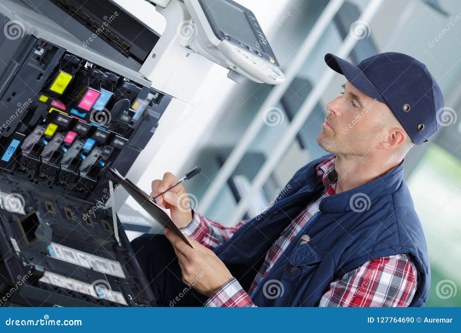 Technician Fix Office Photo Copier Stock Photo Image of business