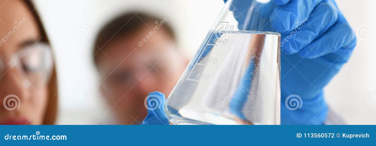 Technician Hold in Arms in Protective Gloves Sample Bottle Stock Photo ...