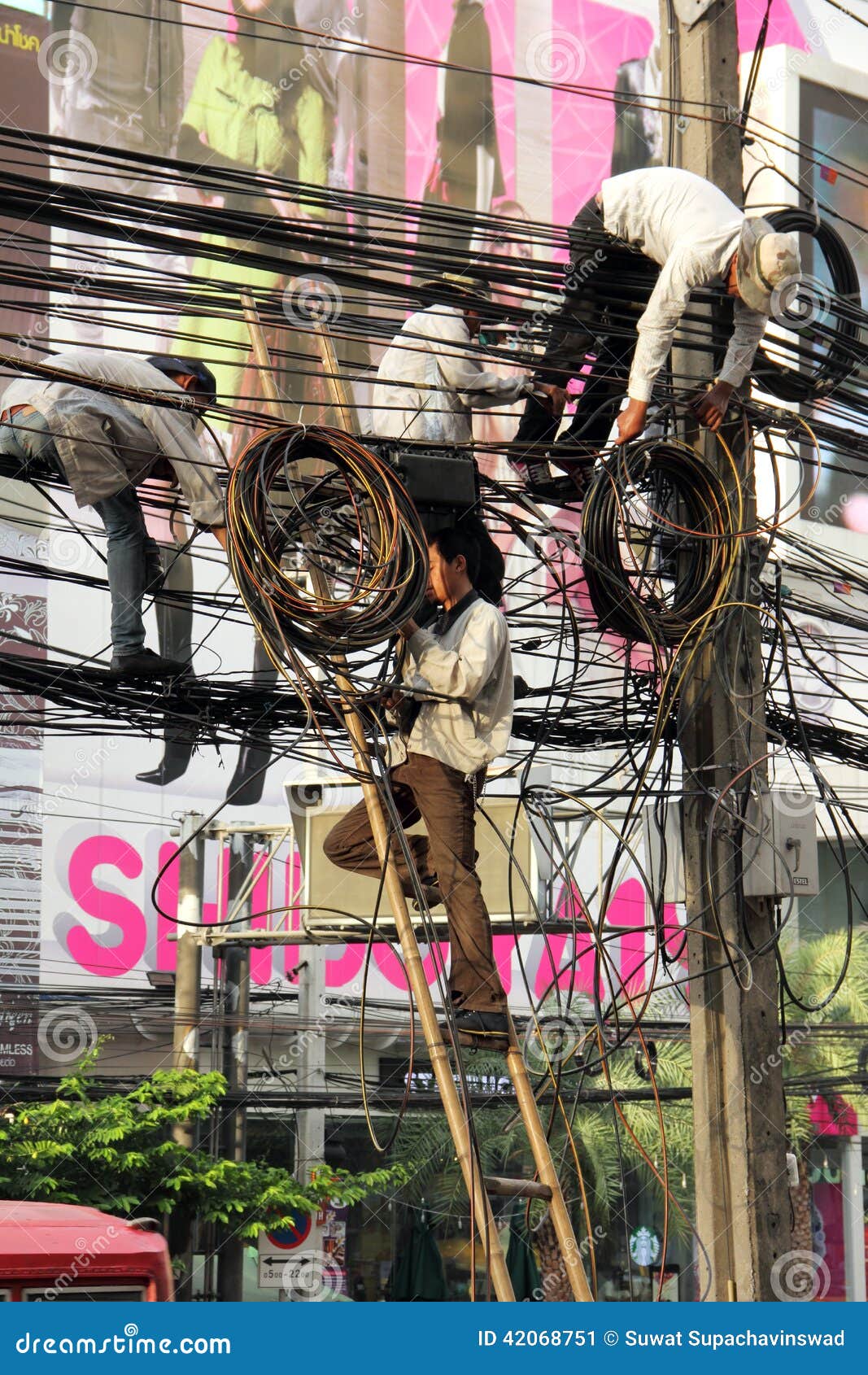 Technician Installation Phone Line Editorial Photo Image of equipment