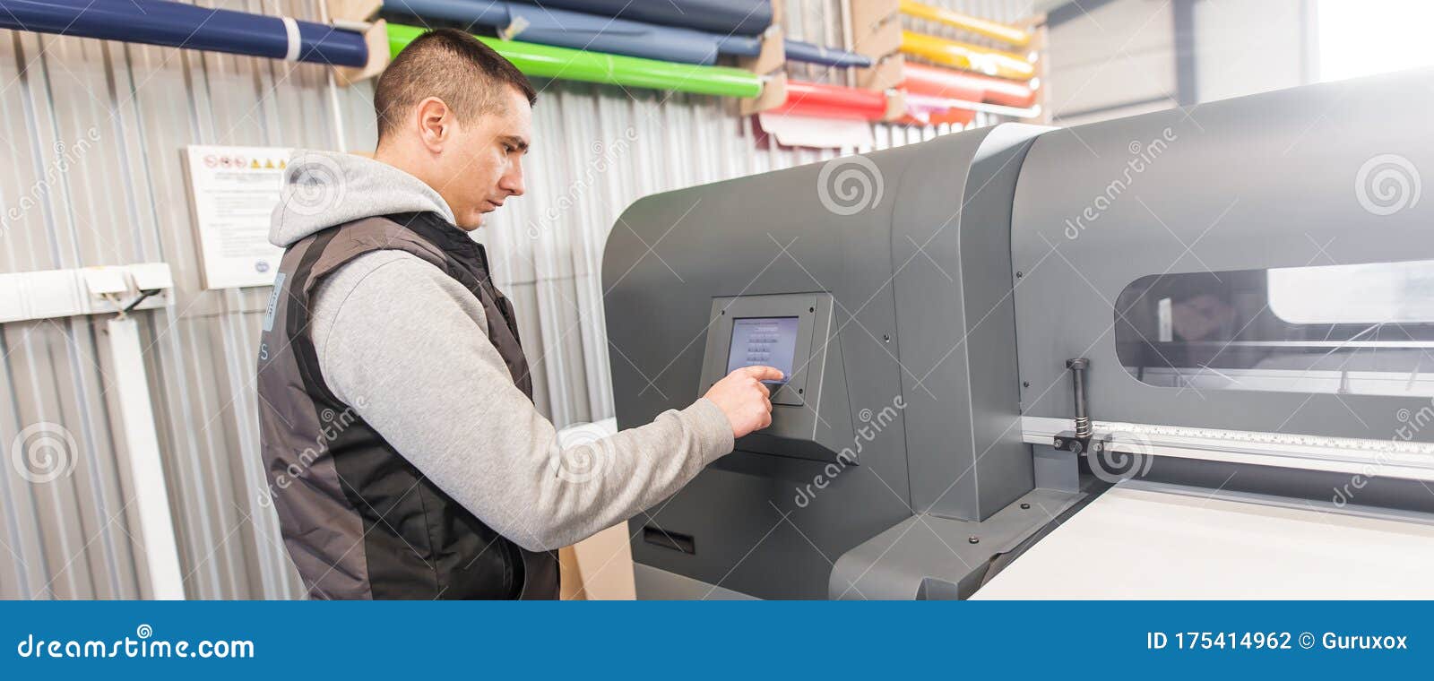 Technician Operator Checking Status on Touchscreen Front Display