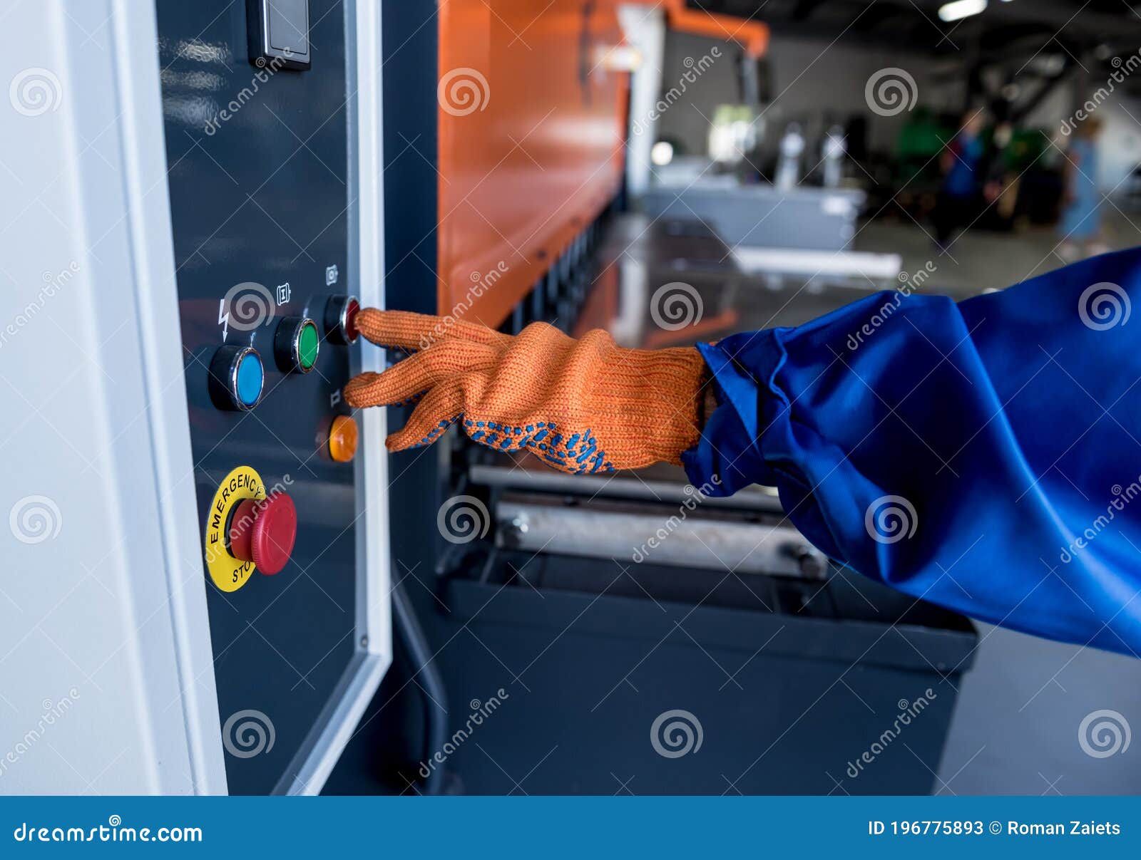 The Technician Operator Use Hydraulic Bending Machine Stock Image