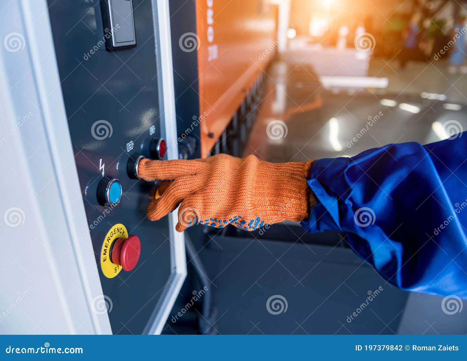 The Technician Operator Use Hydraulic Bending Machine Stock Photo