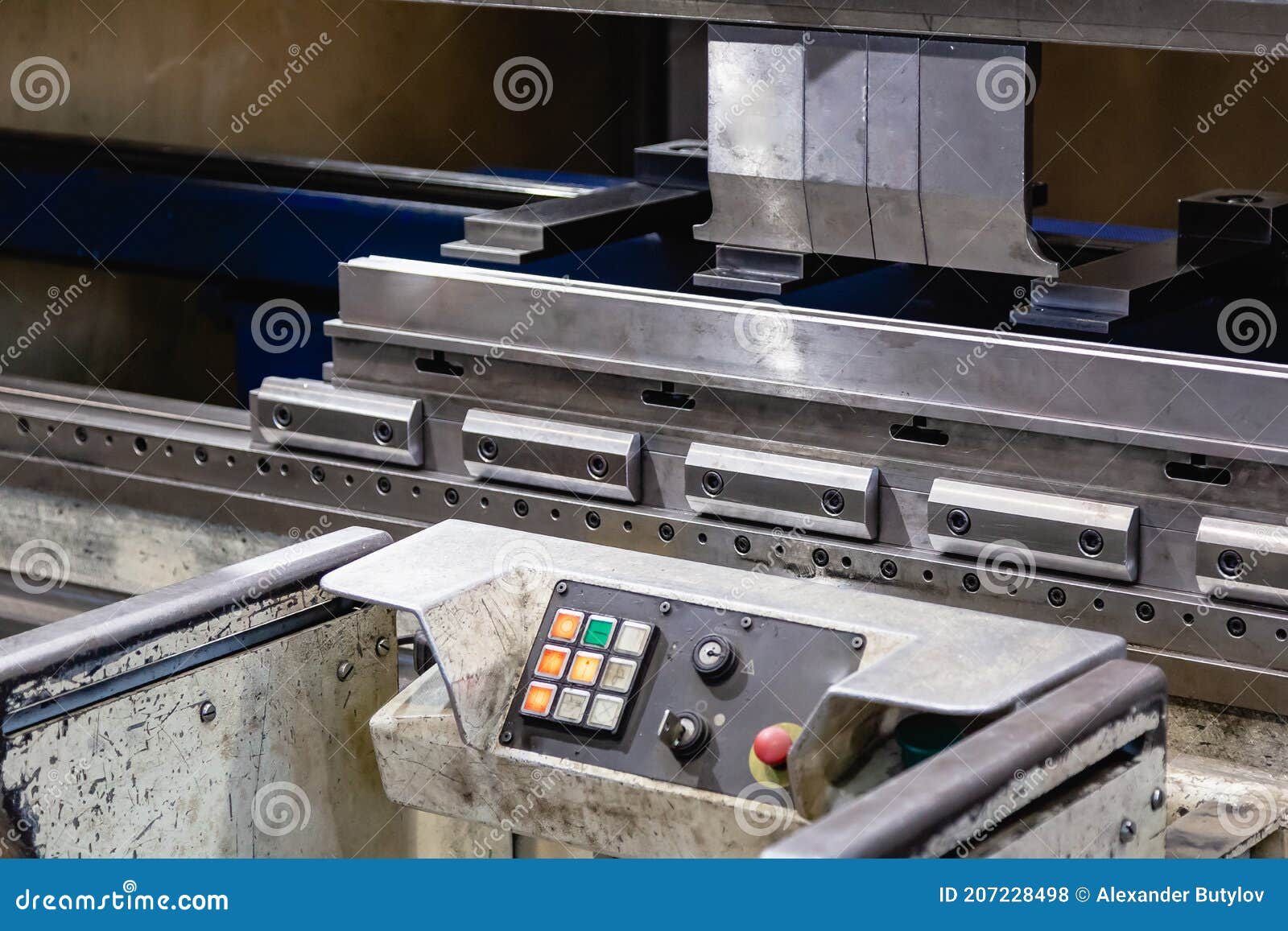 The Technician Operator Use Hydraulic Bending Machine Stock Photo