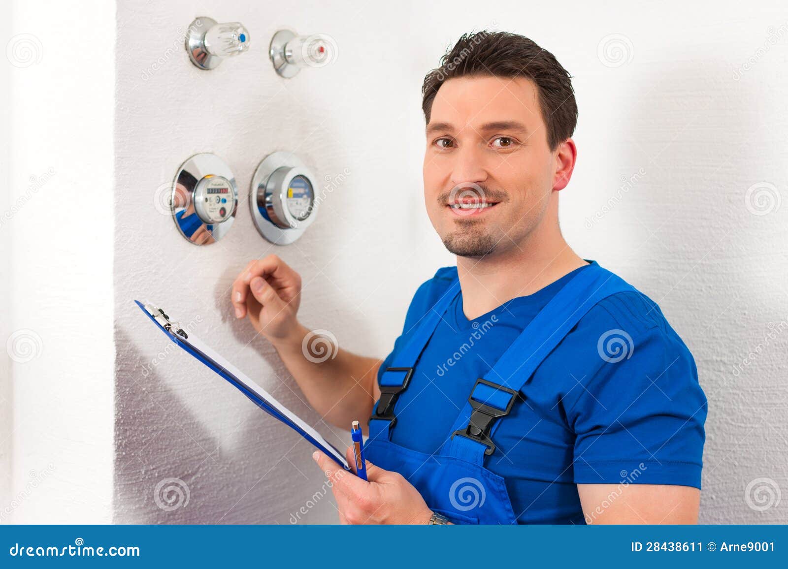 Technician Reading the Water Meter Stock Image Image of billing