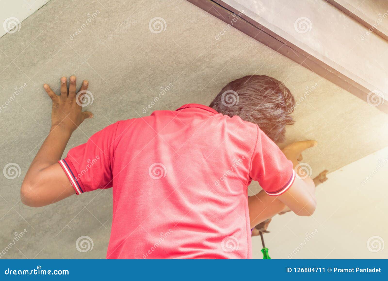 Technician Repairing Ceiling Interior Home Stock Image Image Of
