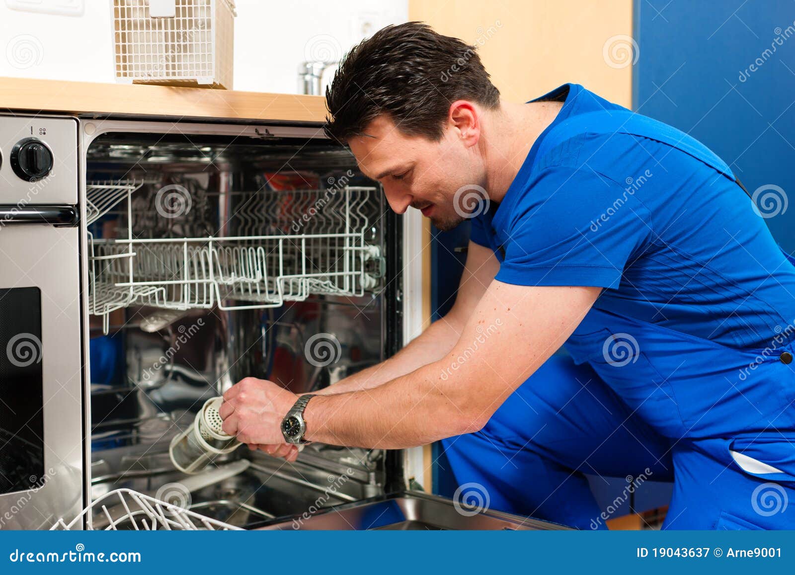 Technician Repairing the Dishwasher Stock Image Image of repairing