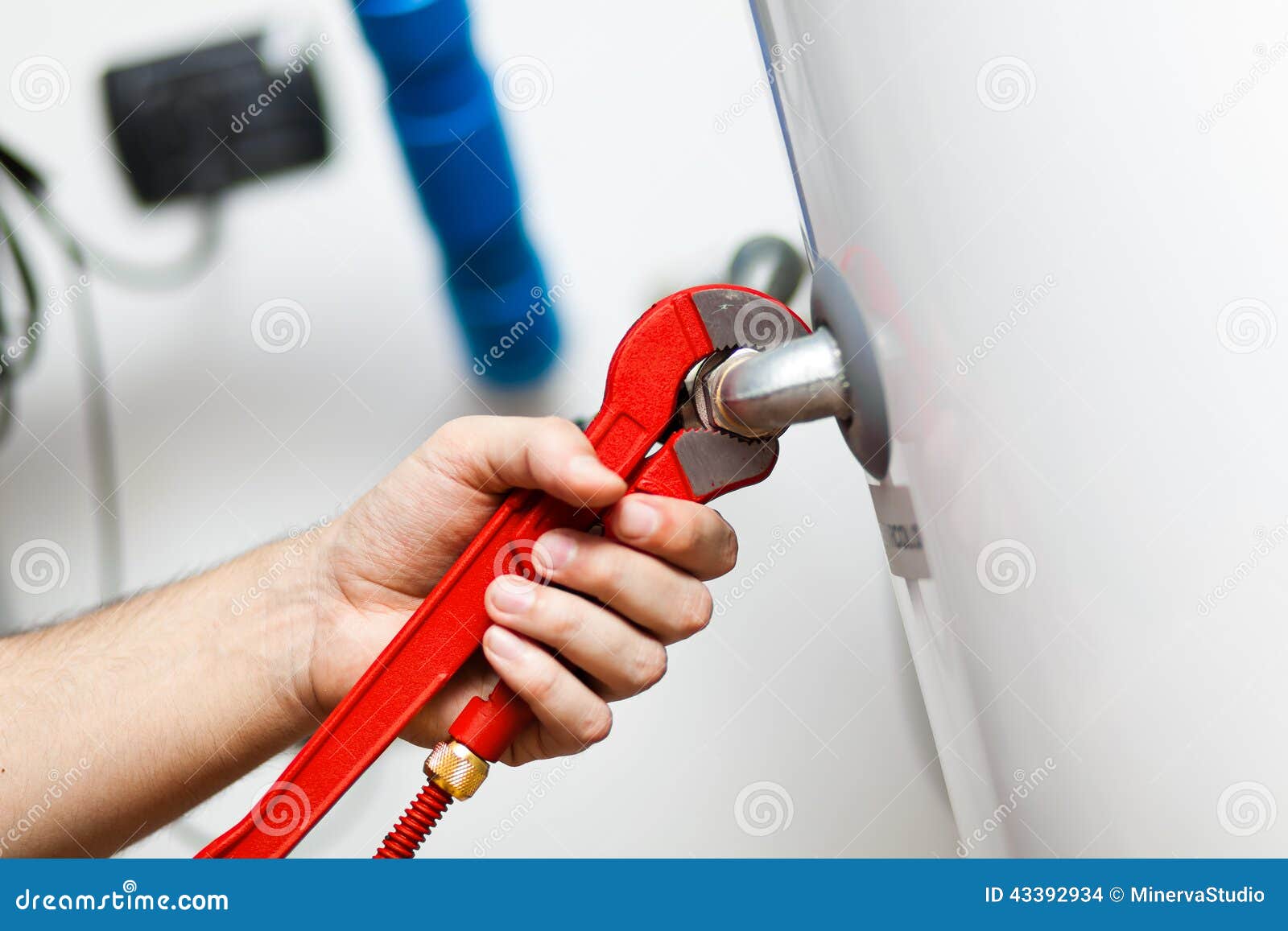 Technician Repairing an Hotwater Heater Stock Photo Image of hand