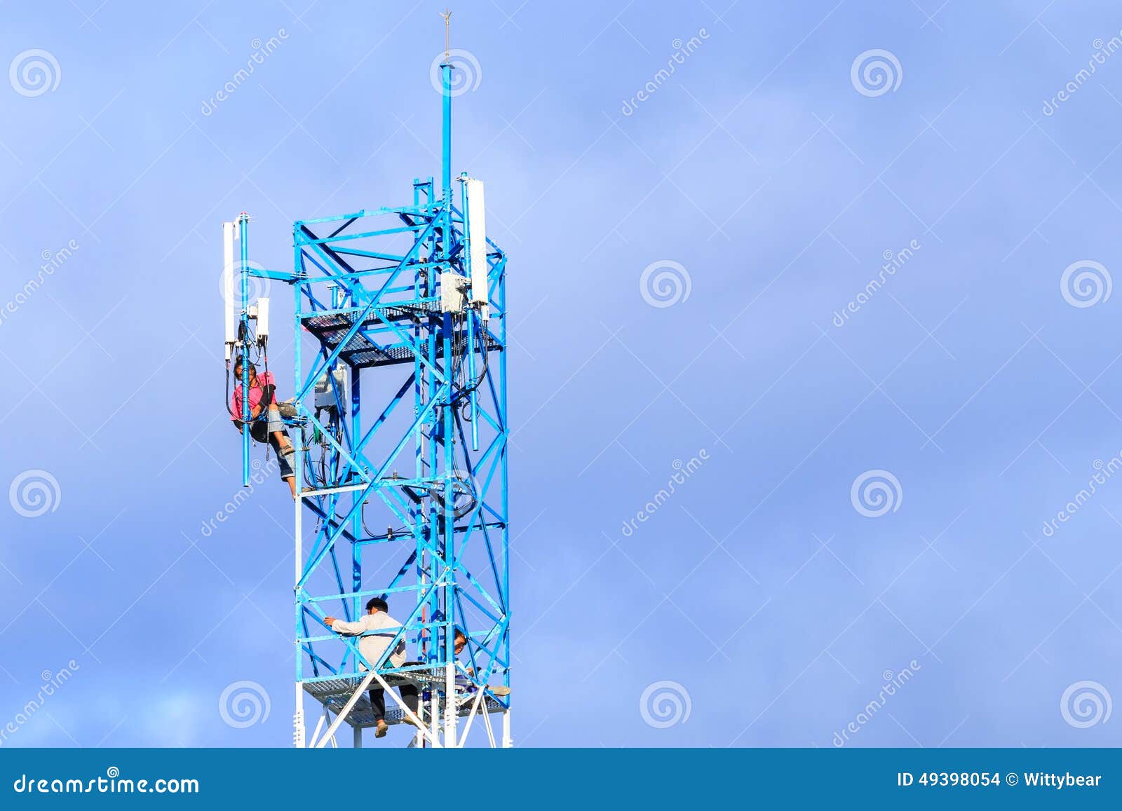 Technician Repairing on Tower Editorial Stock Image