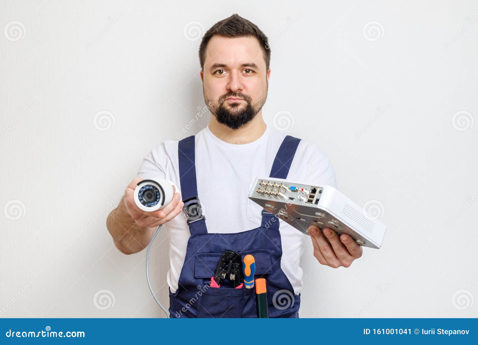 Technician Showing CCTV Security Camera Stock Image Image of cctv