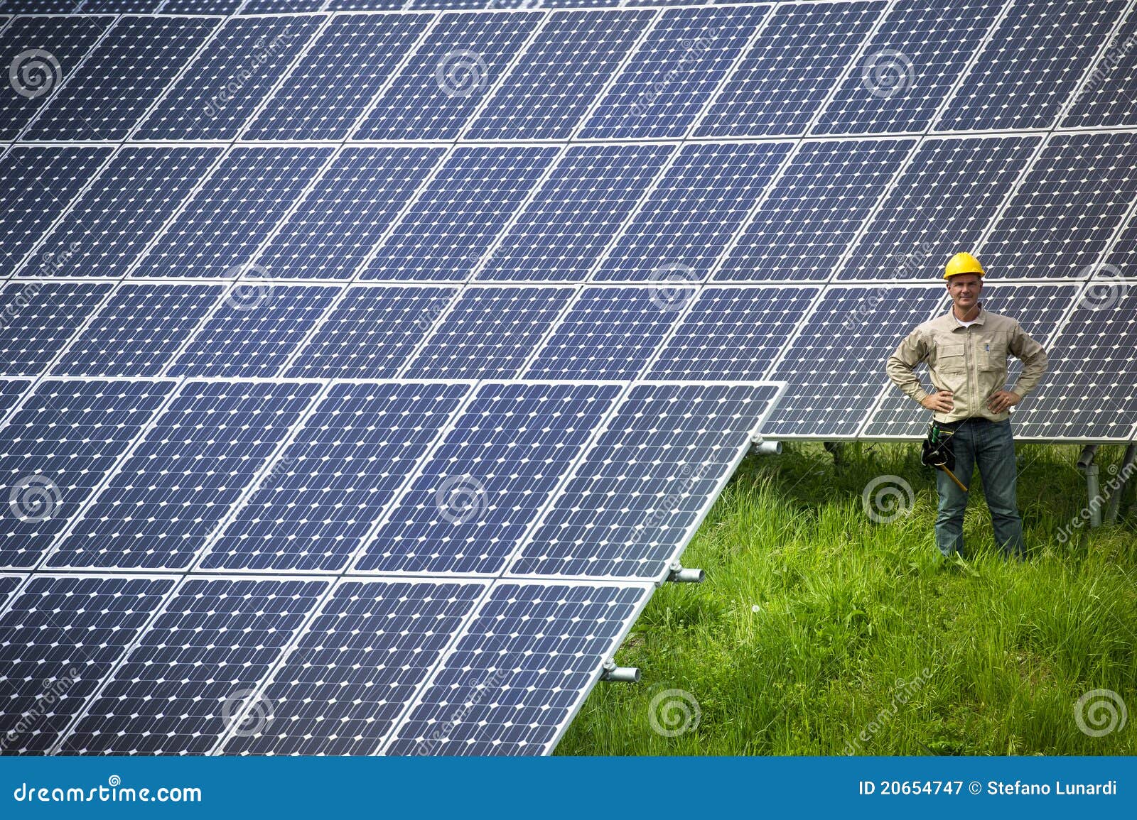 Technician at Solar Power Station Stock Image Image of environment