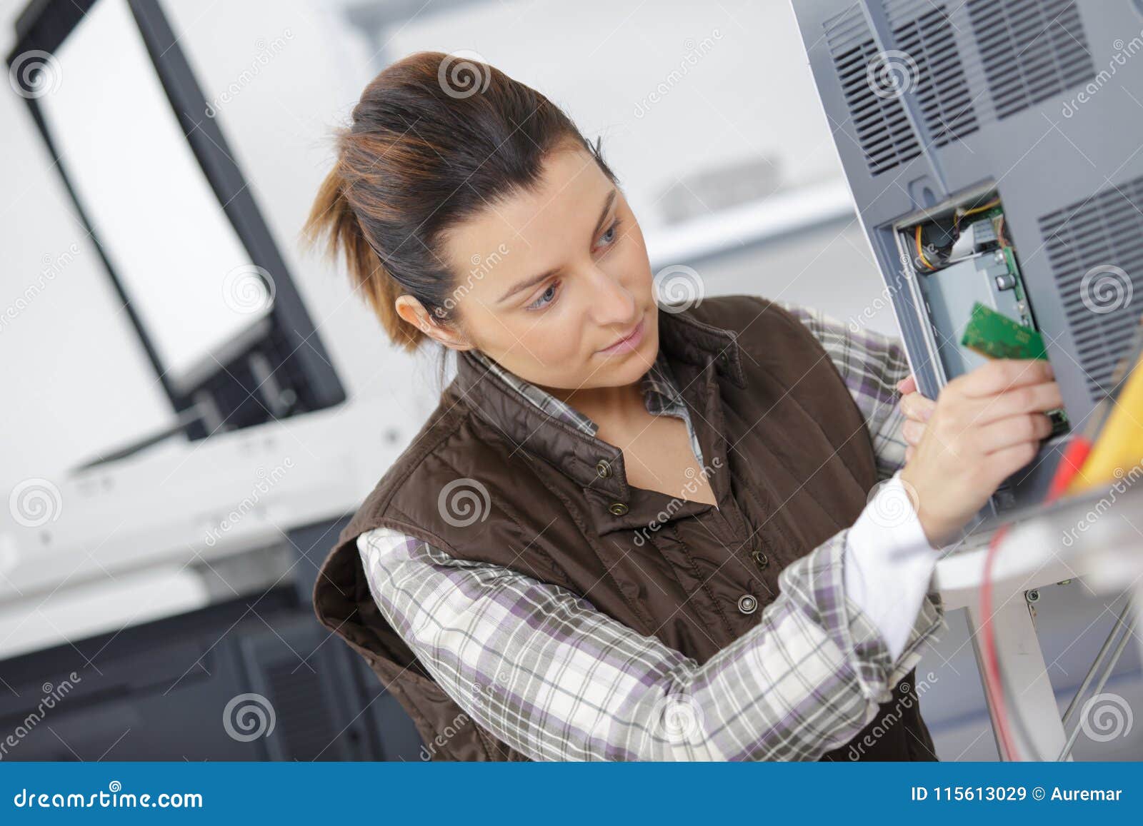 Technician Working on Electrical Appliance Stock Image Image of