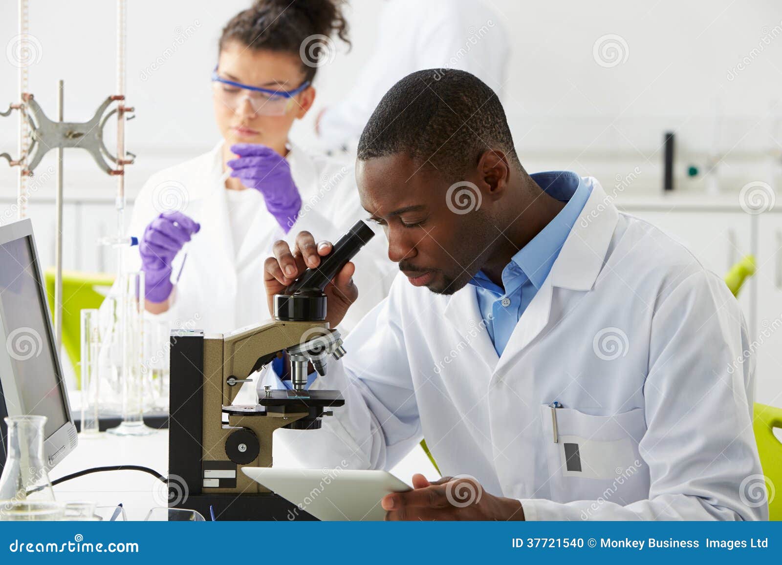 technicians carrying out research in laboratory