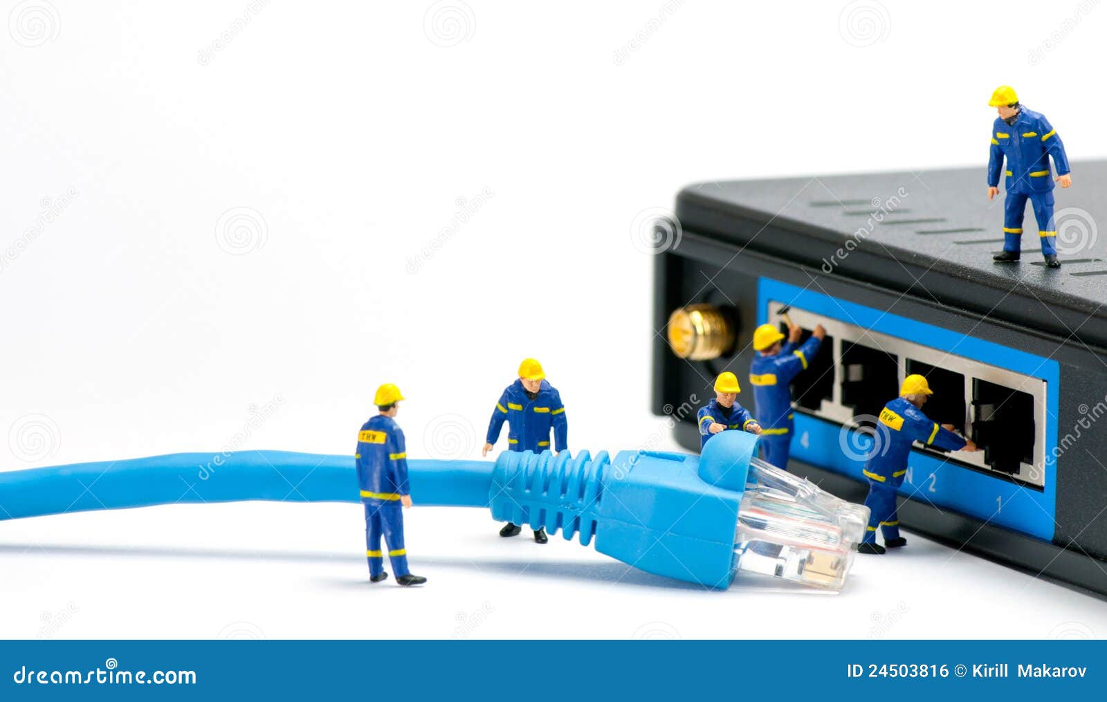 technicians connecting network cable network connection concept mr no 