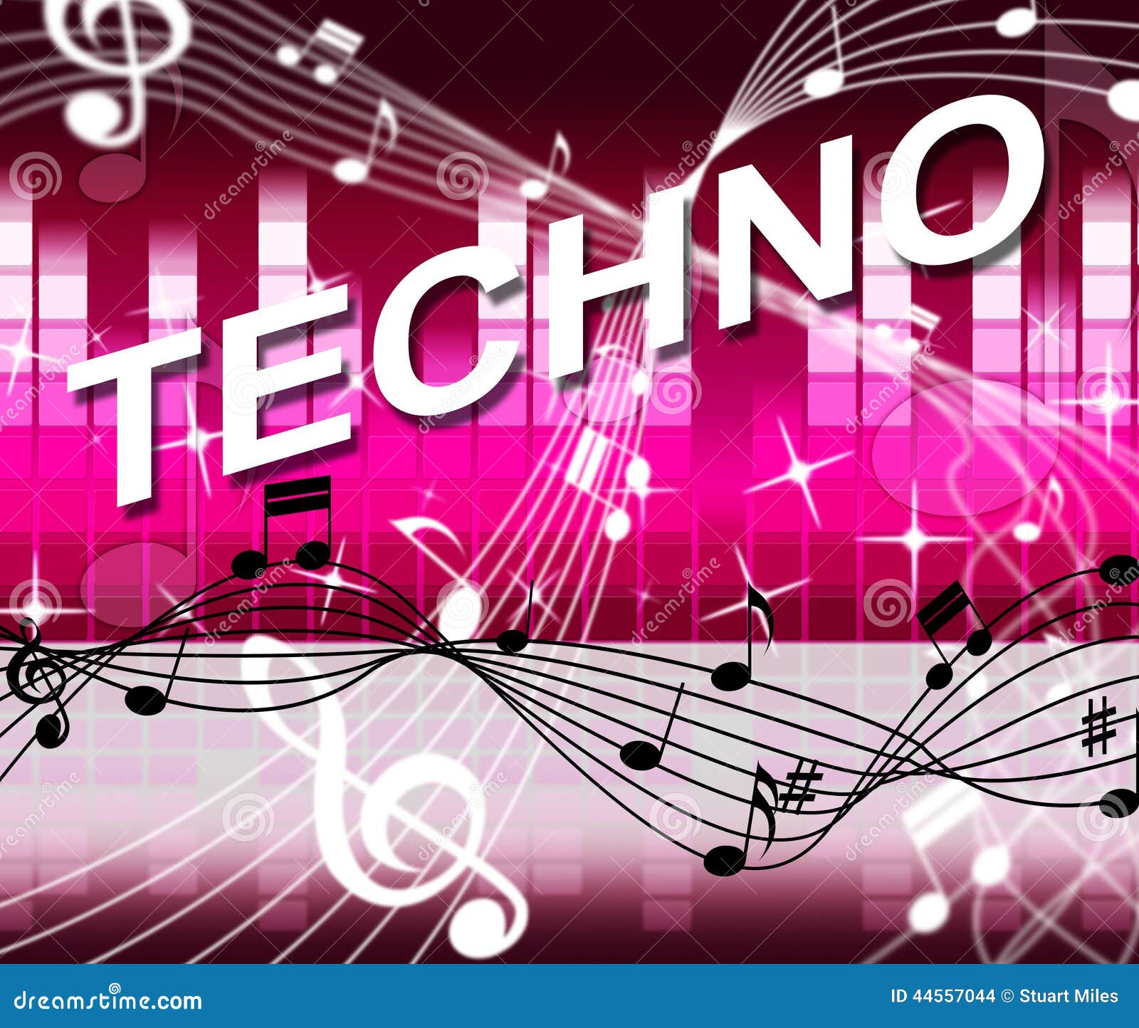 Techno Music Represents Sound Track and Audio Stock Illustration