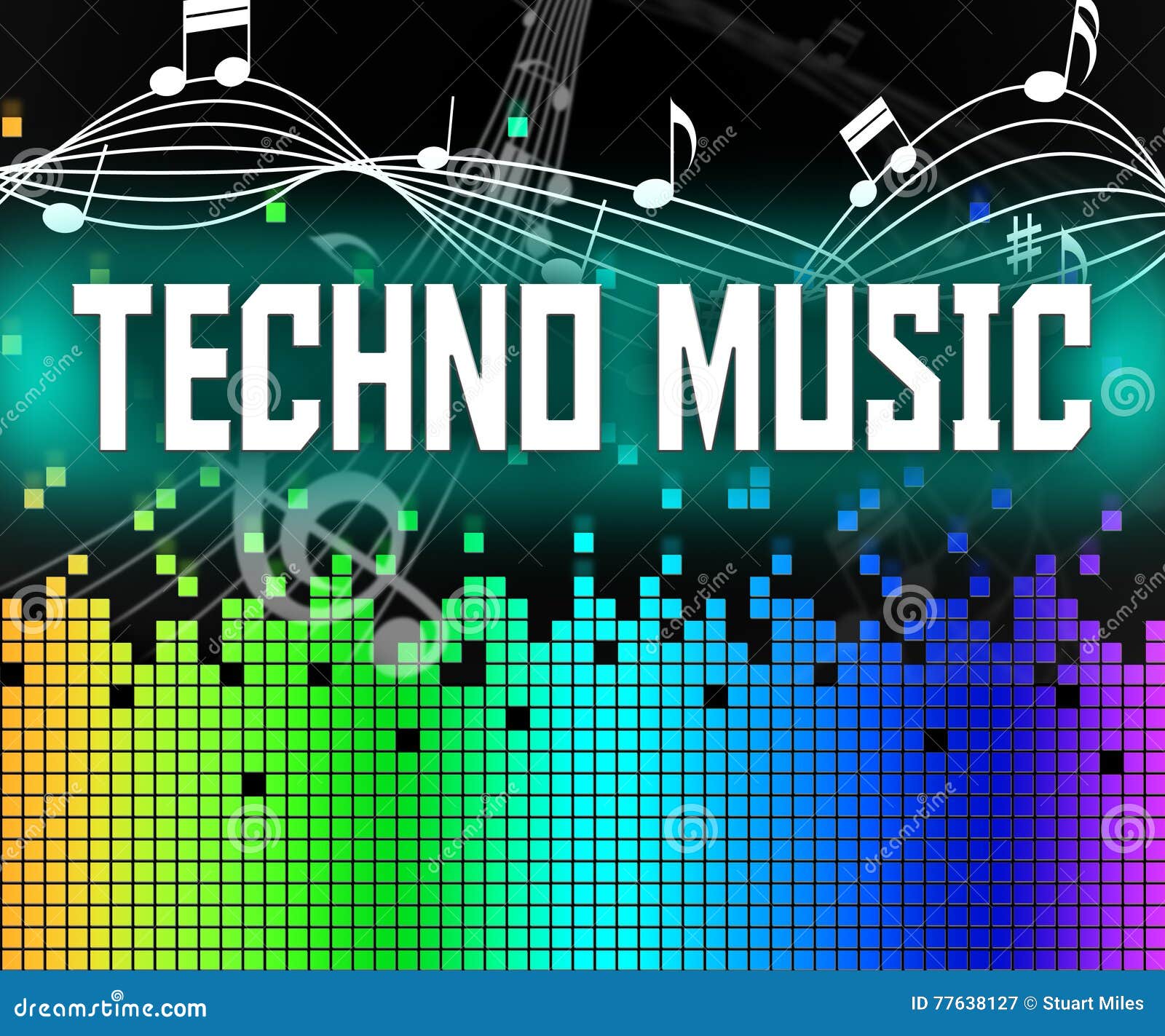 Techno Musik Zeigt Tonspur Und Tanz An Stock Abbildung Illustration Von Electro Detroit 77638127