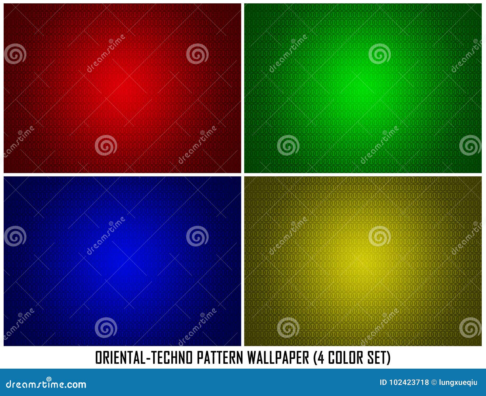 Techno Oriental Ornamental 4 Colour Set Pattern Background Wallpaper
