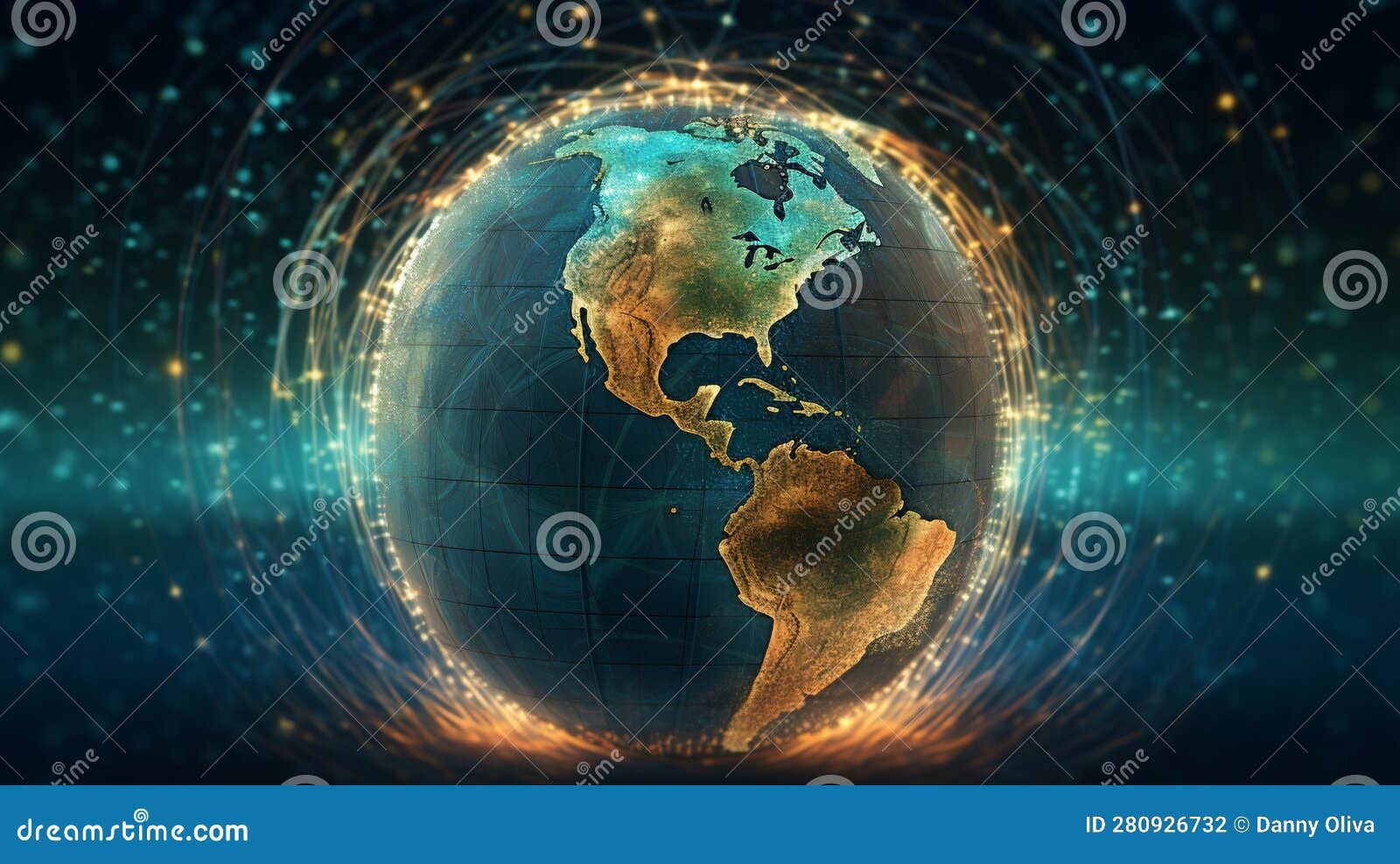 Technological Tapestry: World Map Weaving Global Business Connections Stock Illustration 