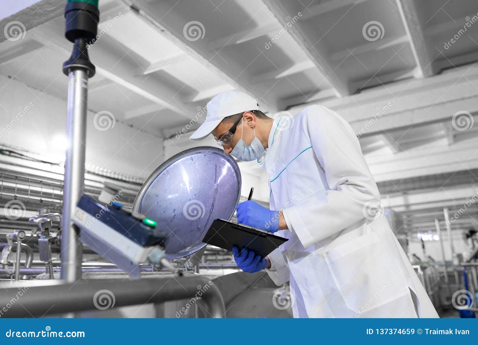Technologist Controls the Production of Dairy Products at the Plant