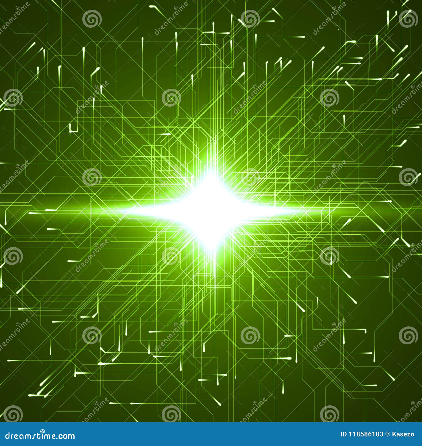 technology abstract with mowing particules with energy trails.