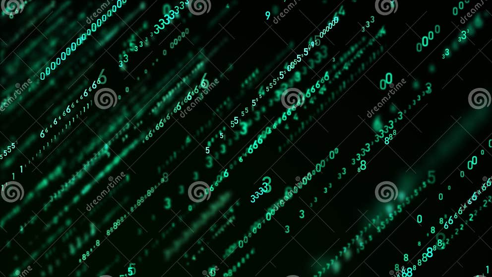 Technology Binary Code. Random Falling Digits on Screen. Hacked ...