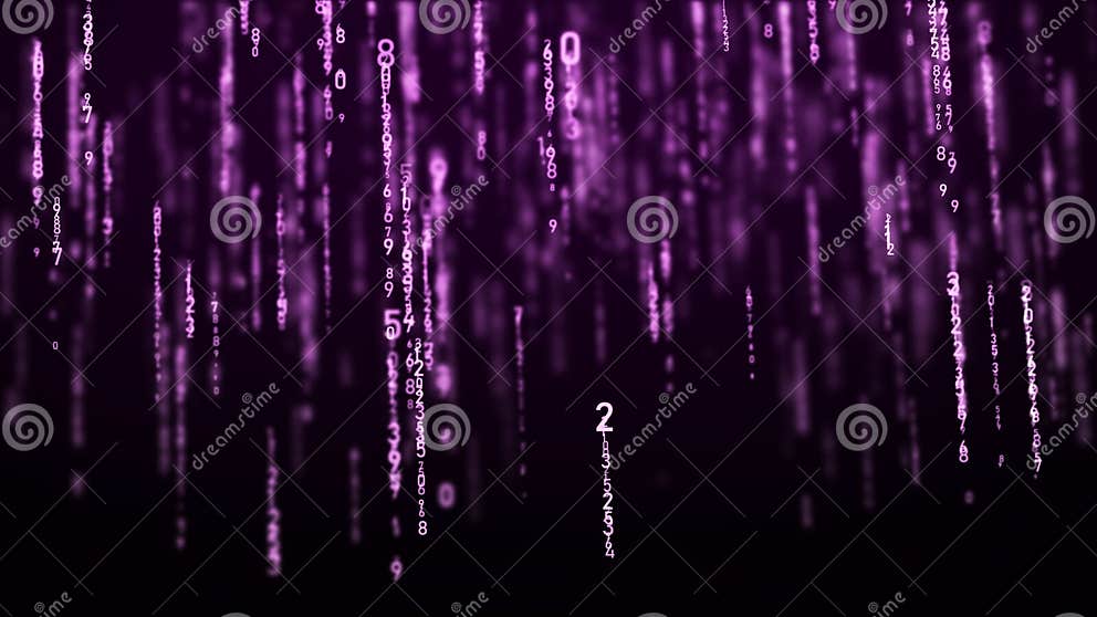 Technology Binary Code. Random Falling Digits on Screen. Hacked ...