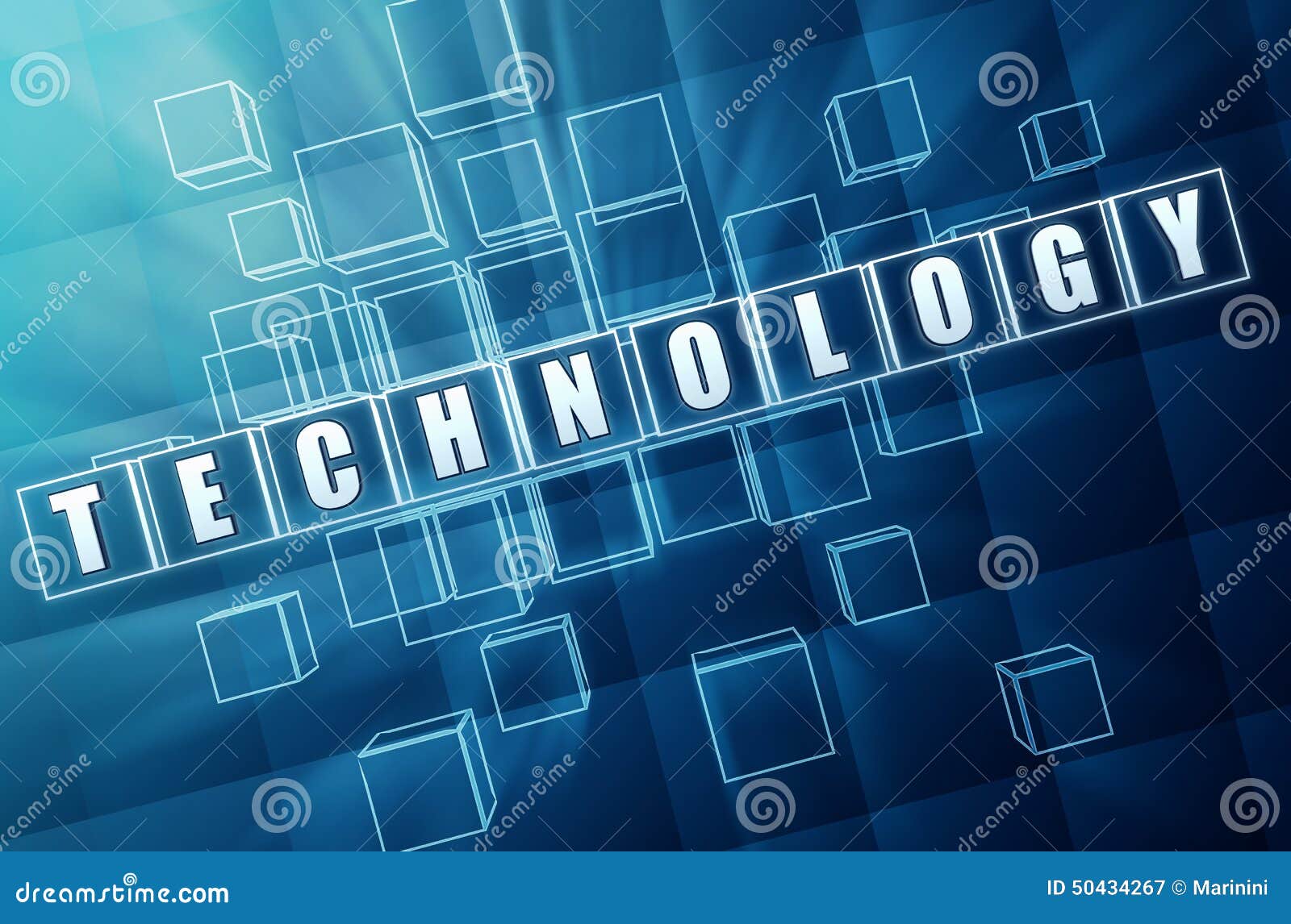 Technology in Blue Glass Blocks Stock Illustration - Illustration of ...