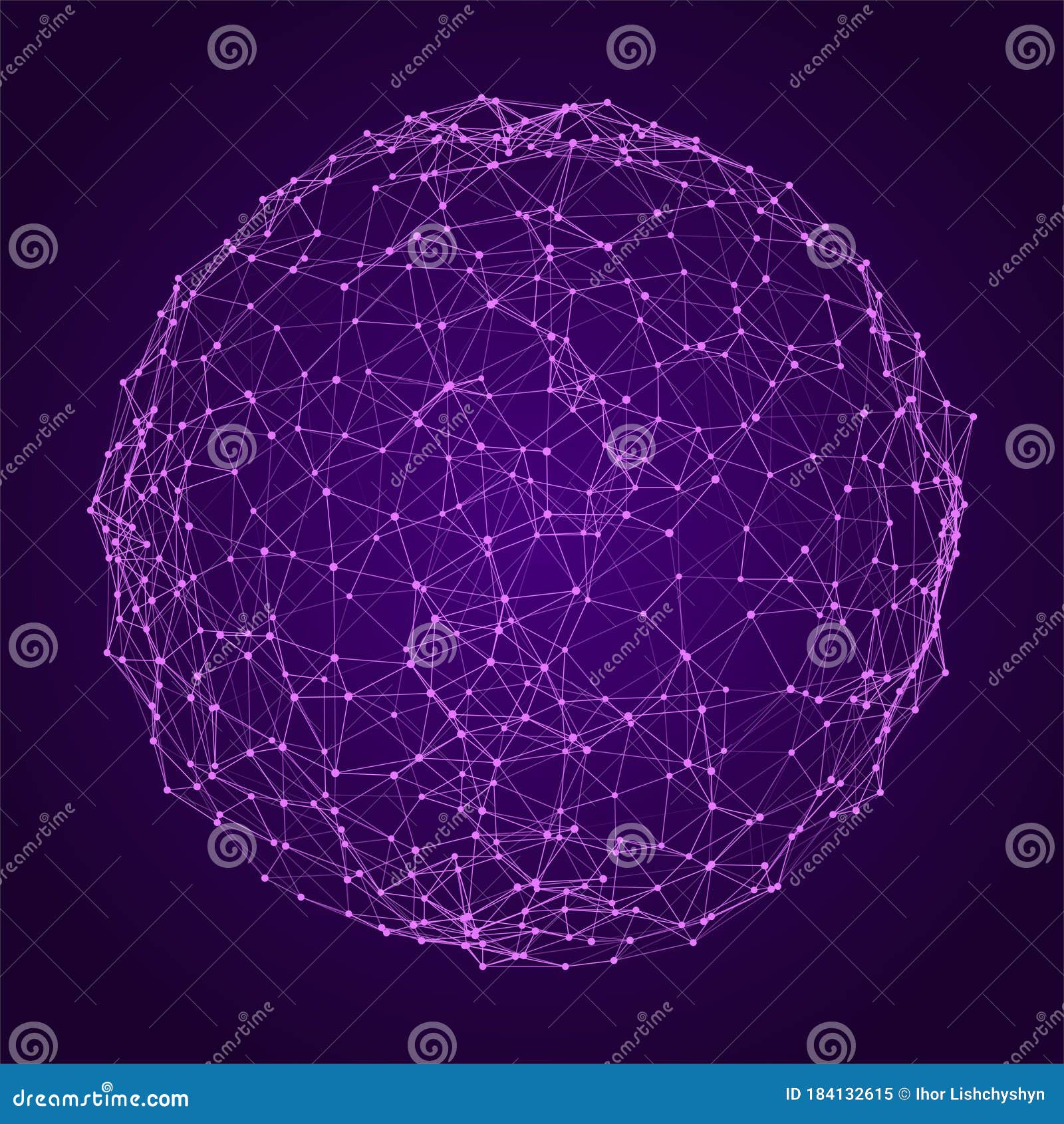 Technology Blue Sphere with Connecting Dots. Digital Abstract Network
