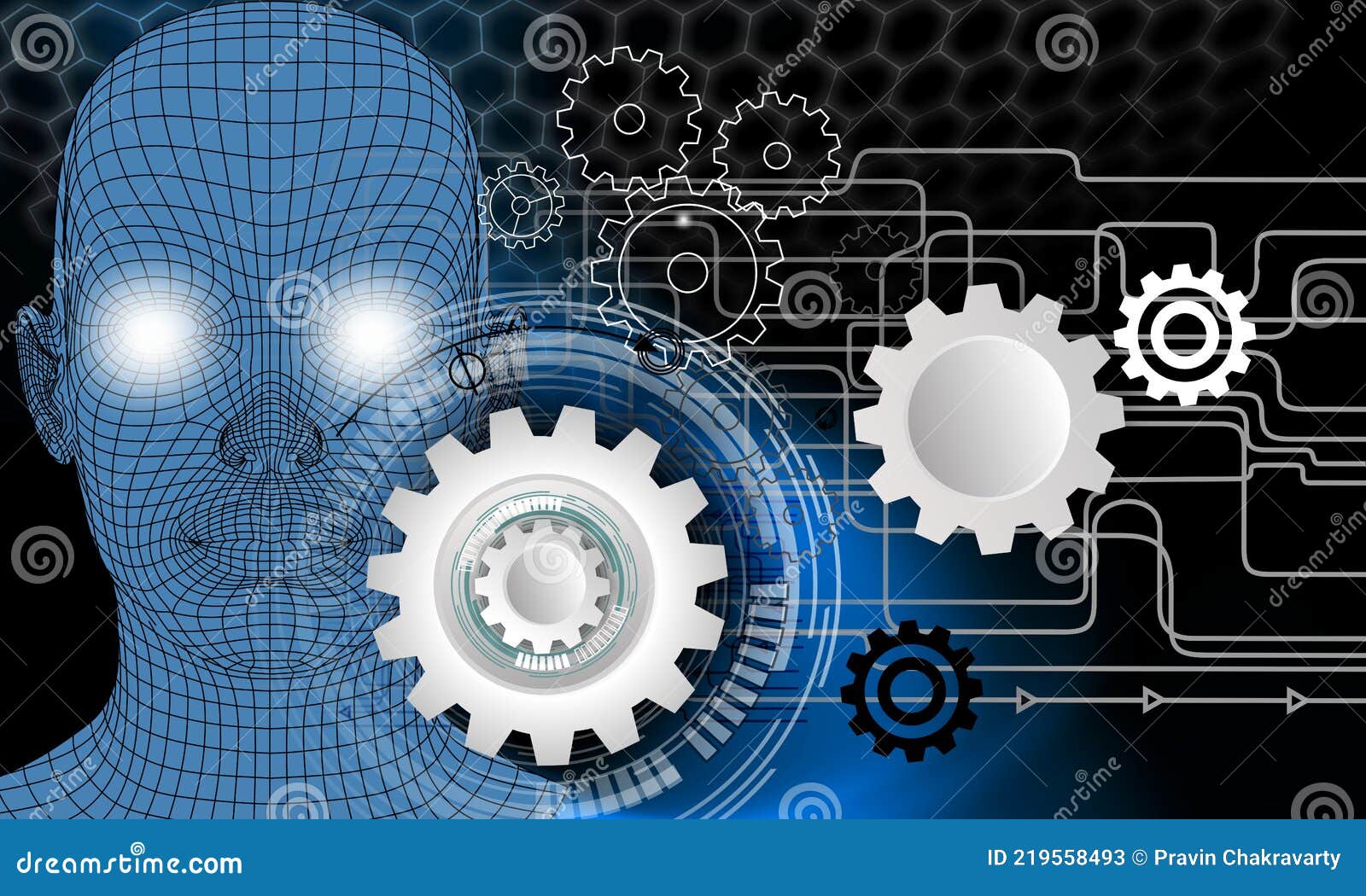 technology cogs human computer banner background supply.