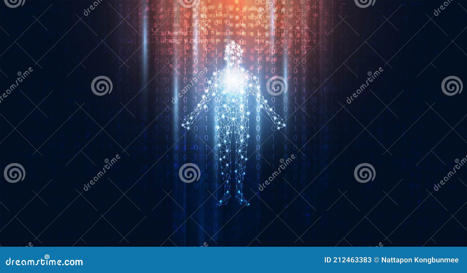 technology futuristic concept of digital human body digital ai future  on hi tech background