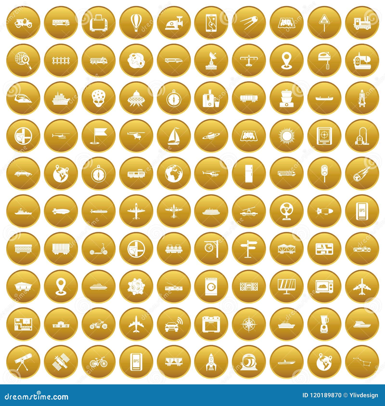 100 Technology Icons Set Gold Stock Vector - Illustration of collection ...