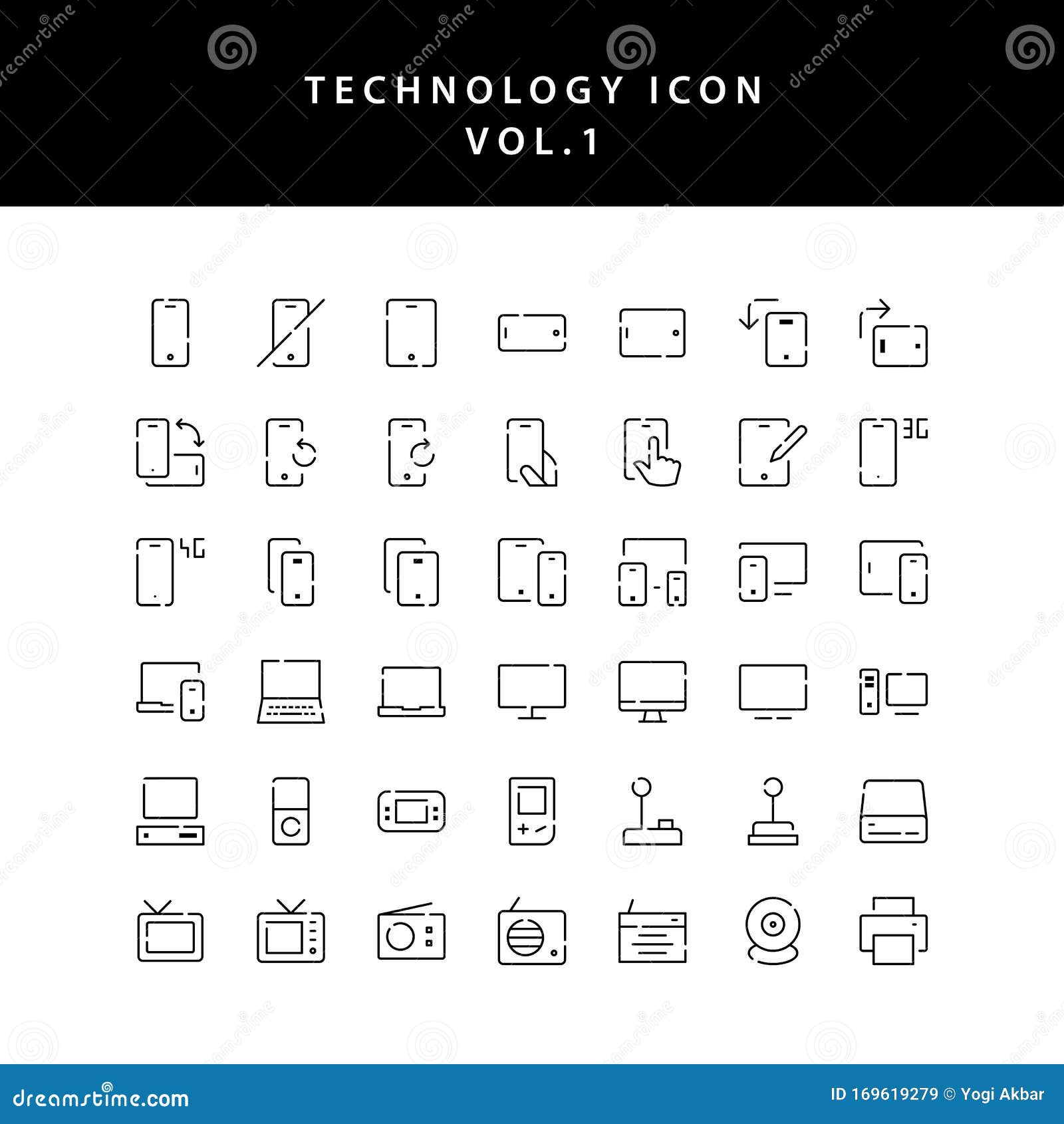 Technology Outline Icon Set Vol1 Stock Vector - Illustration of